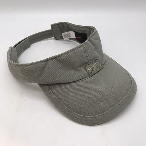 Nike Swoosh Adult Adjustable OSFM Hook & Loop Visor Olive Drab FOCCH Gold Logo - Picture 2 of 9